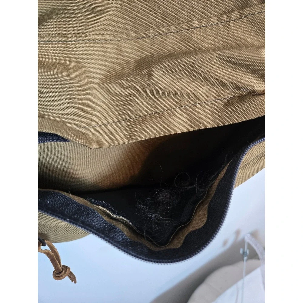 Vintage 90s Eastpak Backpack Tan Made in USA Suede Bottom Bookbag 1 Owner